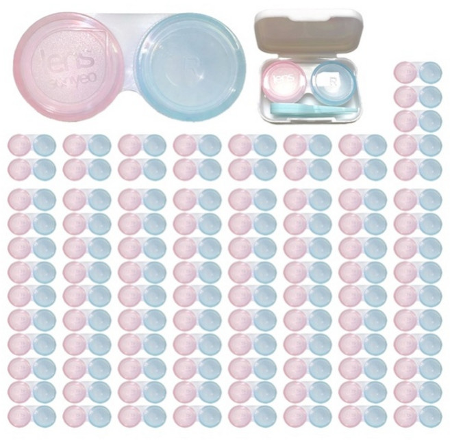 렌즈소녀 캔디 소프트 렌즈케이스, 핑크 + 블루, 100개