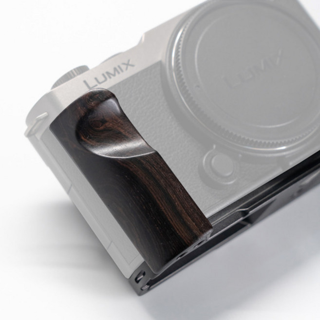 파나소닉호환 루믹스 S9 카메라용 목재 핸드 그립 L 홀더 퀵 릴리즈 L 플레이트 브래킷 홀더 초경량 합금 베이스, Ebony-Black Base