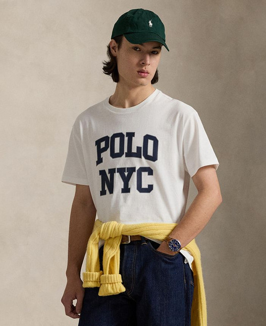 Polo Ralph Lauren 남성용 클래식핏 저지 그래픽 티셔츠 - White 249041