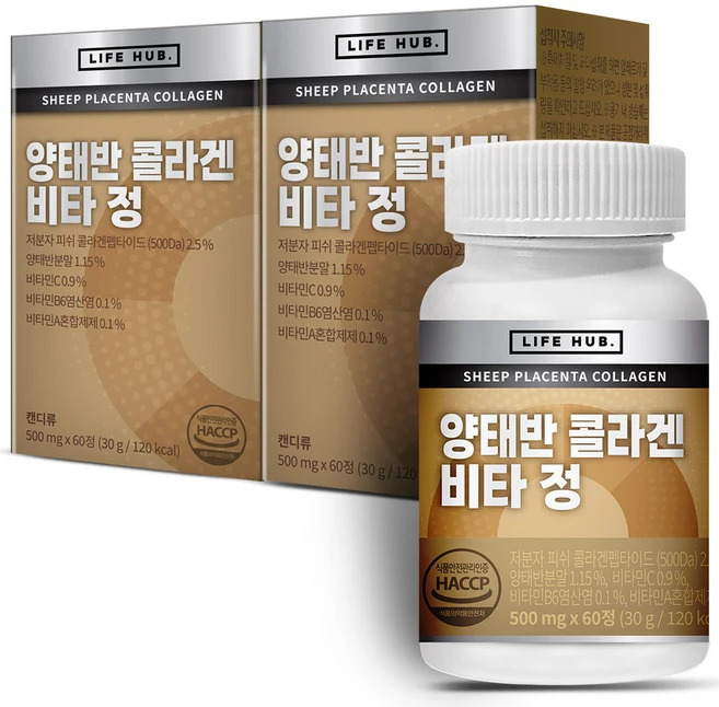 라이프허브 양태반 콜라겐 비타정, 60정, 2개 - 쿠팡