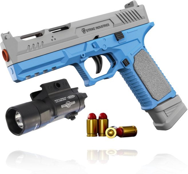 에볼기어 아카데미 탄피배출 너프건 자동연사 버섯탄 장난감 총 패키지 SIG17, 1개, 블루그레이