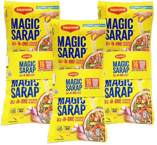 Magic Sarap 마기 매직사랍 128g(8g x 16ea) 올인원 시즈닝 그래뉼 복합조미식품 필리핀, 128g, 3개