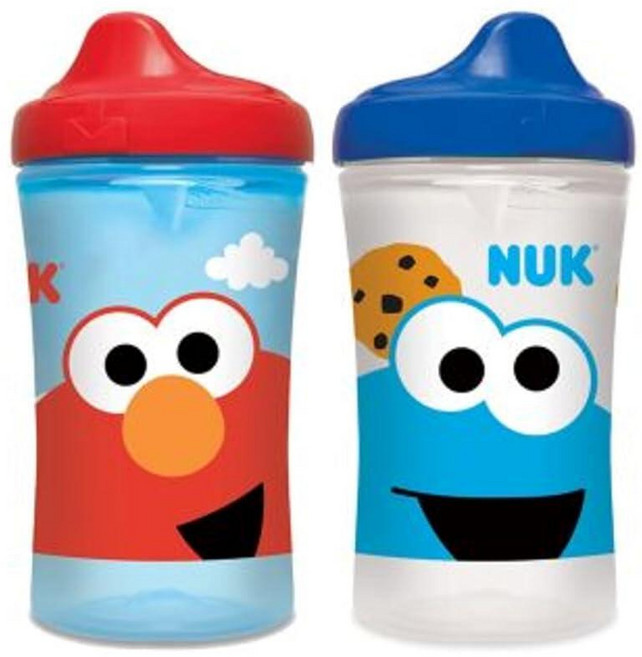 NUK 액티브 하드 스파우트 시피 컵 283.5g(10온스) 1팩 9개월 이상, 2 Pack, Sesame Street