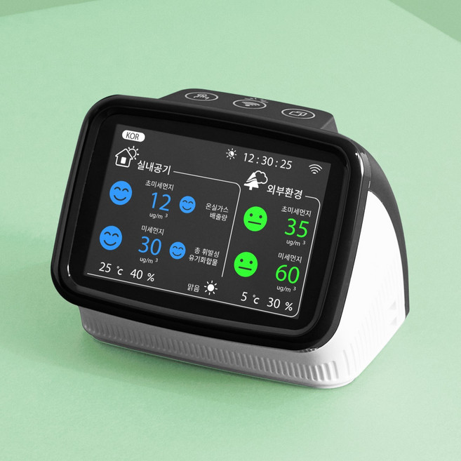 에이오 실내 공기질 미세먼지 측정기 환경부 1등급 인증, black/white, 1개, 1개입