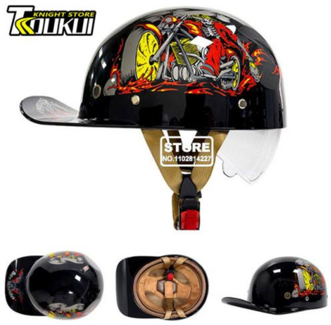 남녀공용 오토바이 하프 헬멧 야구 모자 사이클링 헬멧 신제품, 50) QKE005-12-L