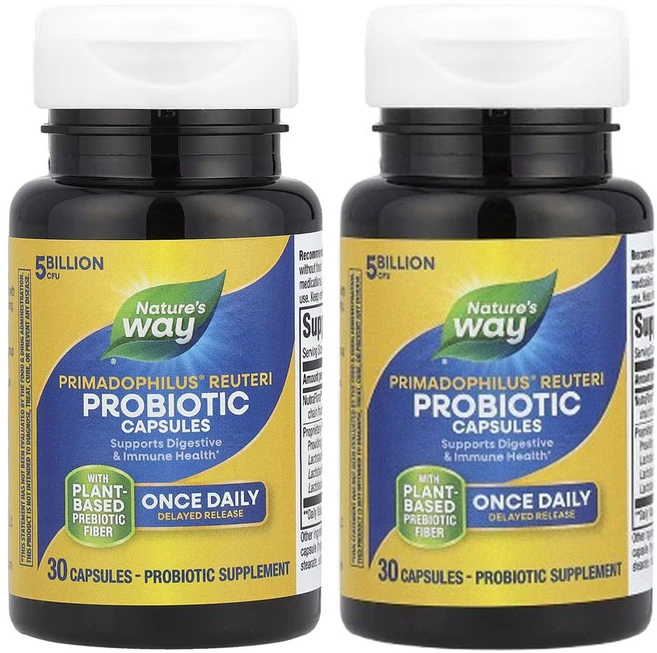 네이쳐스 웨이 프리마돌필러스 루테리 프로바이오틱 50억CFU 30캡슐, 2개, 30정 - 쿠팡