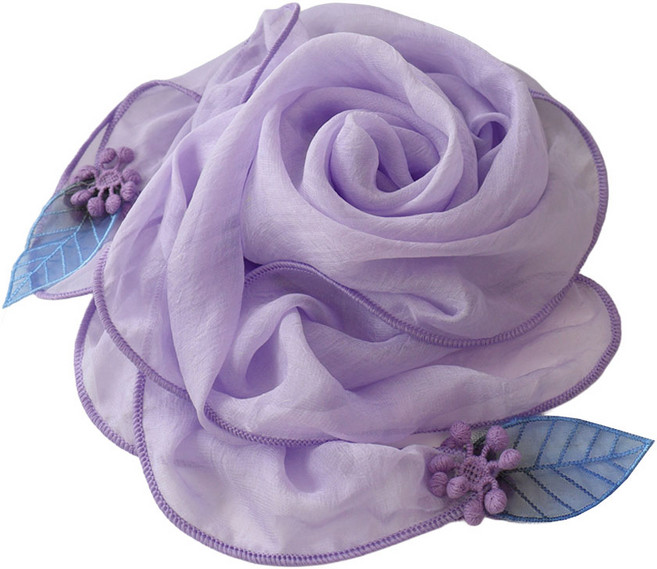 메리앤유 꽃잎 디테일 칼라풀 실키 쁘띠 스카프 국산