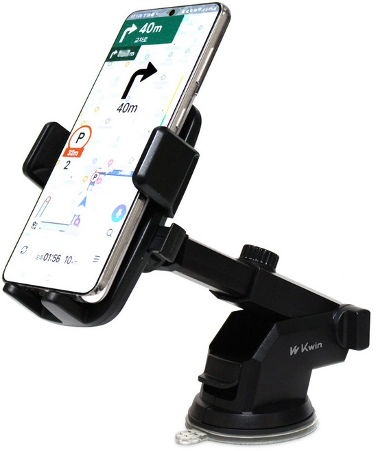 크윈 차량용 강력 흡착 휴대폰 거치대, 블랙, 1개
