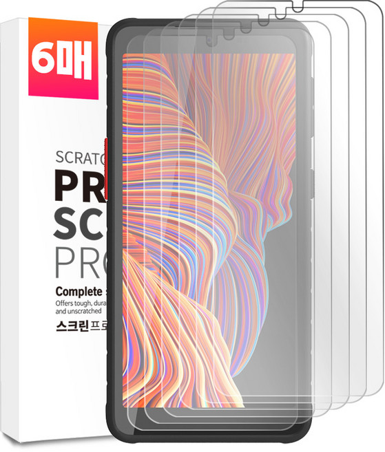 벌크온 1+5 갤럭시 X커버 5 엑스커버 신비 키즈폰 플랫 핏 PET 평면 액정 보호 필름, 6개