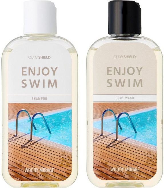 인조이스윔 수영장 염소 냄새 제거 수영 우디 미라지 샴푸 바디워시 세트, 1세트