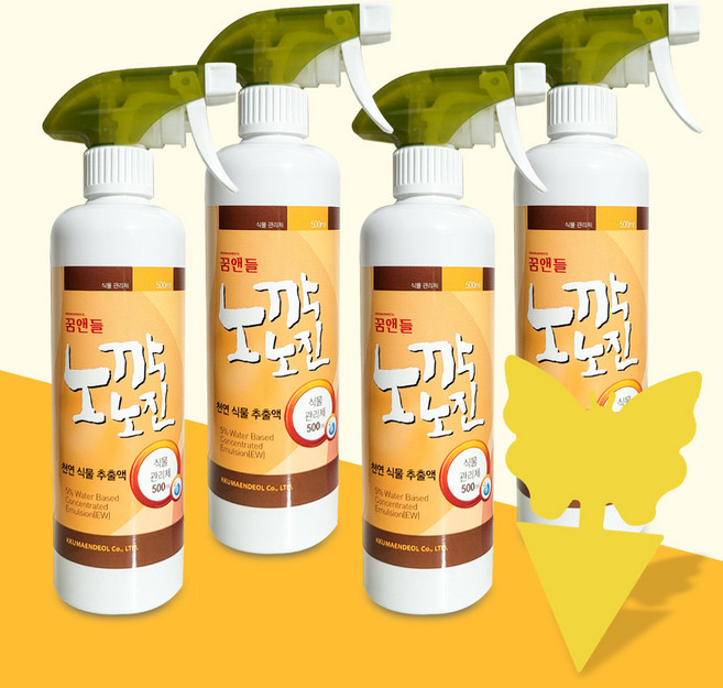 세경팜 노깍노진 식물 관리제 스프레이 + 끈끈이트랩, 4개, 500ml