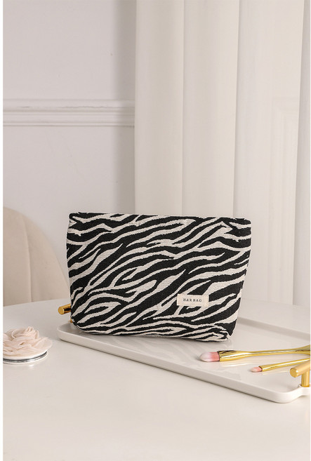 簡約復古提花豹紋化妝包大容量高級感隨身物品收納包手拿包零錢包