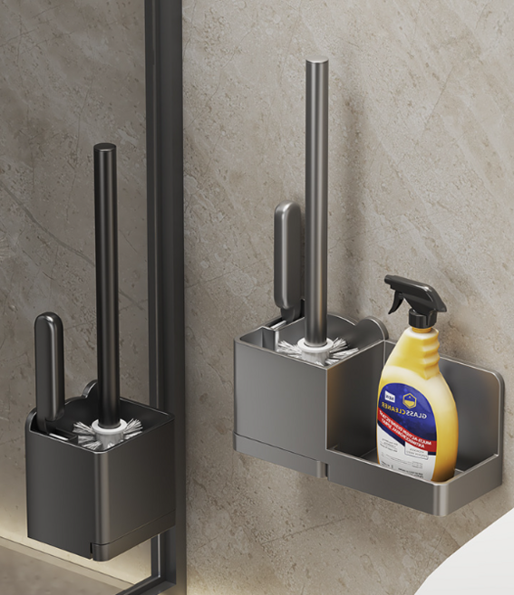 내방연구소 욕실 청소도구 무타공 청소솔세트, 1세트, 블랙 (단독+청소솔)