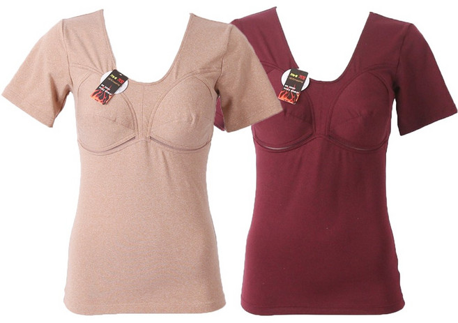 1+1 이너라인 부인용 할머니 따뜻한 겨울 반팔 빅사이즈 기모 브라런닝 2종 세트 3397