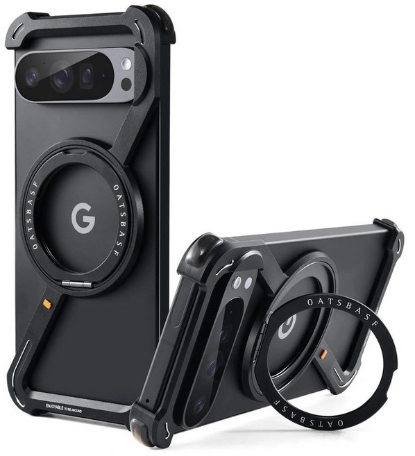 MagSafe 360이 탑재된 Google Pixel 9 Pro XL 휴대폰 케이스용 Eary ° 회전식 마그네틱 페달 메탈 프레임, 01 구글 픽셀 9 프로, 01 알루미늄, 01 Black, 1개