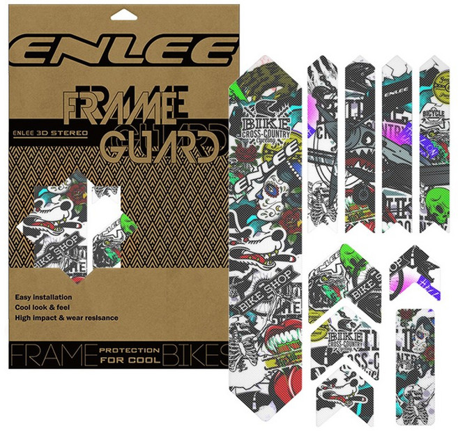 자전거보호필름 Enlee 3D 자전거 스티커 Mtb PVC 스크래치 방지 황변 방지 방수 보호 필름 프레임 액세서리 TM01, Graffiti, 1개