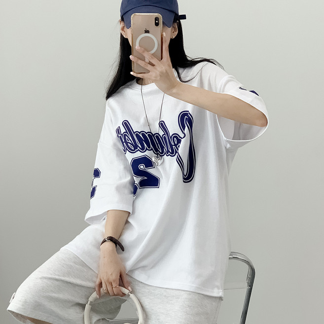 댄마샵 투쓰리 오버핏 반팔티 여성 방송댄스복 상의 줌바댄스복 에어로빅복