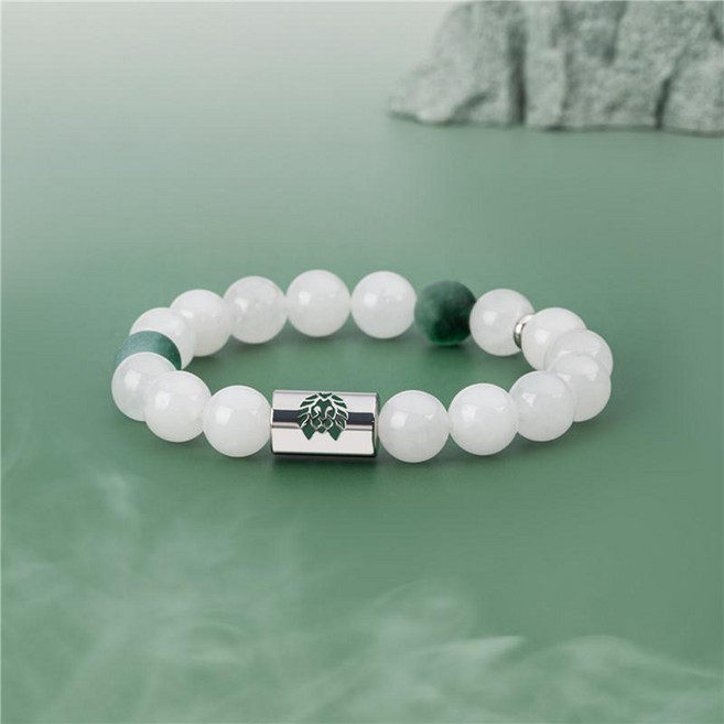 青黛系列 山清水秀 珠鏈古風男女情侶款小獅子國風手串, 1個, 瑩春 男款白色珠鏈原盒+禮袋+隨機送一條小獅子