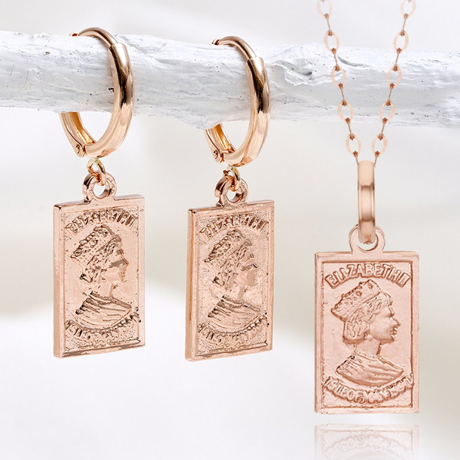 주리에떼 14K 18K 목걸이 귀걸이 1+1 세트 로즈골드 데일리 심플 엘리자베스바 여자친구 금 목걸이 원터치 귀걸이 선물