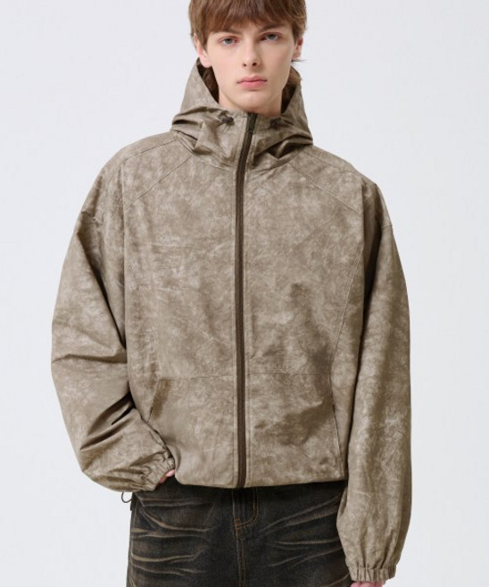 트릴리온 TRILLION 피그먼트 다잉 후드 집업 윈드브레이커_브라운 TRFJP11BR 120514