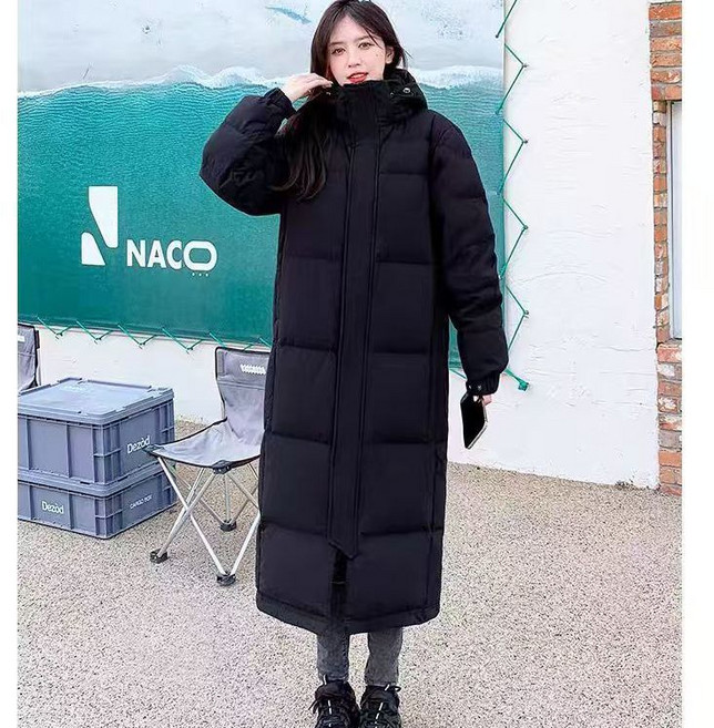 女款長版羽絨服 過膝加厚白鴨絨外套