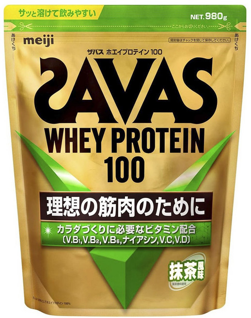meiji 明治 Whey Protein100乳清蛋白粉 抹茶口味, 1個, 980g