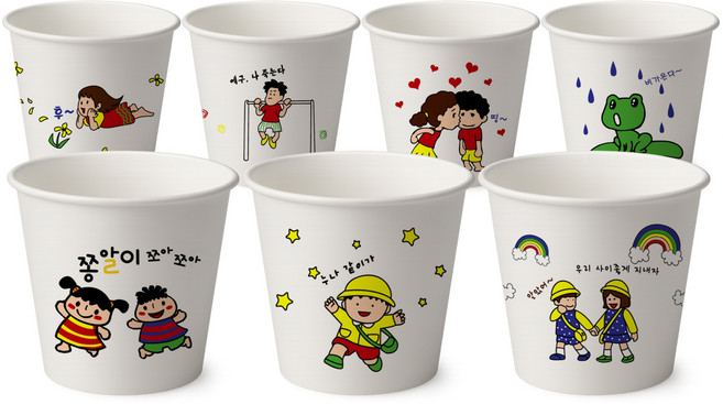 아이들 예쁜 캐릭터 종이컵 180ml, 1개, 2000개입