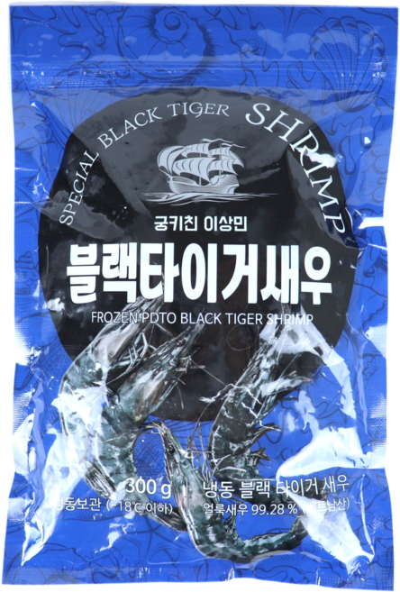 이상민 궁키친 블랙타이거 손질 새우 300g 3팩 60미 내외 + 갈릭 감바스 소스 200g 1병, 3개, 20미