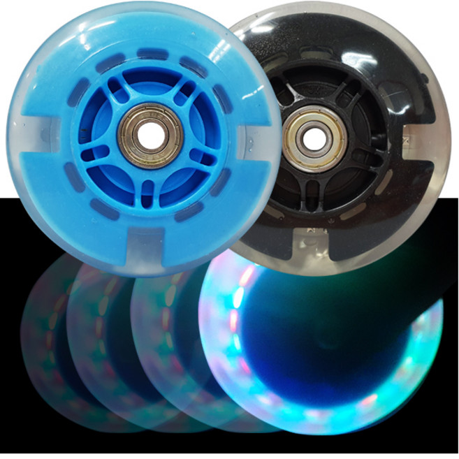 킥보드 발광 LED 불바퀴 100mm 베어링넘버 ABEC-7 608ZZ 휠 라이트 우레탄 바퀴 인라인 에스보드, 100mm(블루), 1개