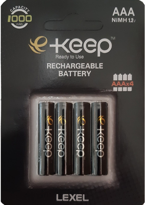 EKeep AAA 고용량 충전지 1000mAh, 4개입, 1개