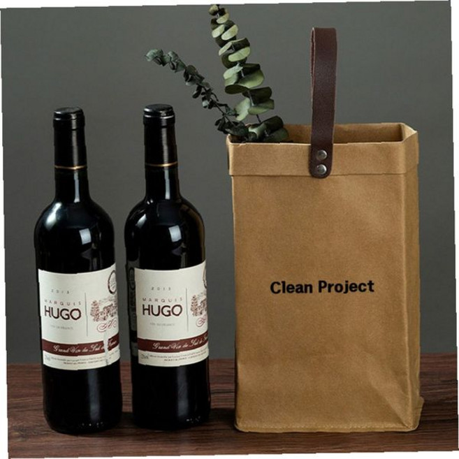 와인 병 휴대 케이스 크래프트 종이 소재 주류 보관 가방 선물 포장 캐리어, 1개, S사이즈