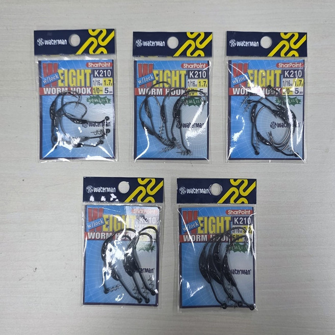 슈어캐치 워터맨 웨이트훅 K210 루어낚시바늘 배스소품, 3세트, 5개입