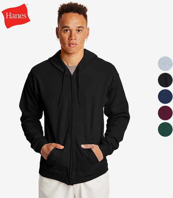 헤인즈 무지 기모 후드집업