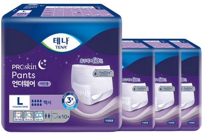 테나 언더웨어 맥시 대형 10매 4팩 성인용기저귀 팬티형 안심숙면, 4개, 10매입