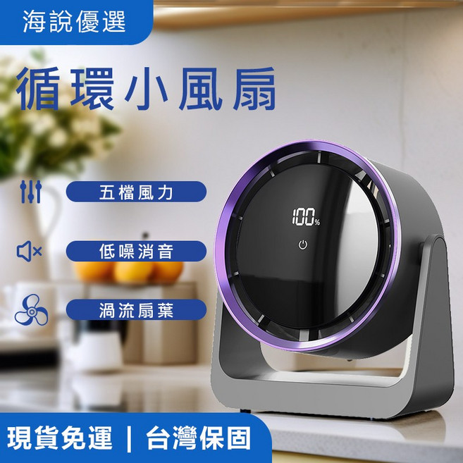 海說優選 F7 循環小風扇，五檔風力調節與LED顯示, 白色, F7小风扇