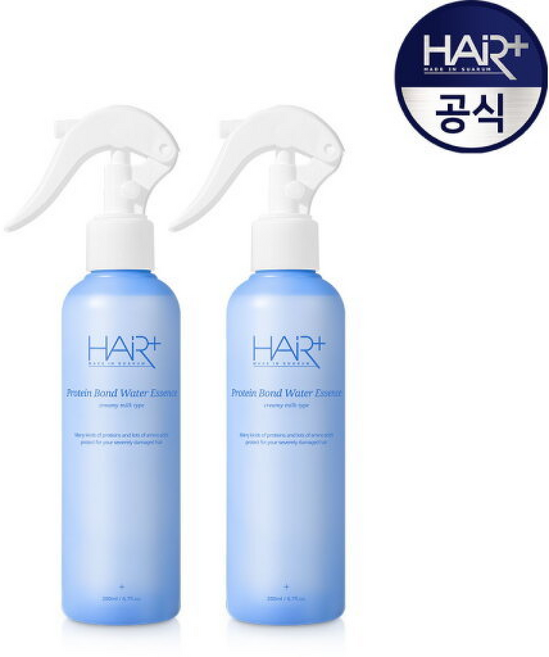 헤어플러스 단백질 본드 워터 에센스 헤어 미스트 / 노워시 트리트먼트, 200ml, 2개