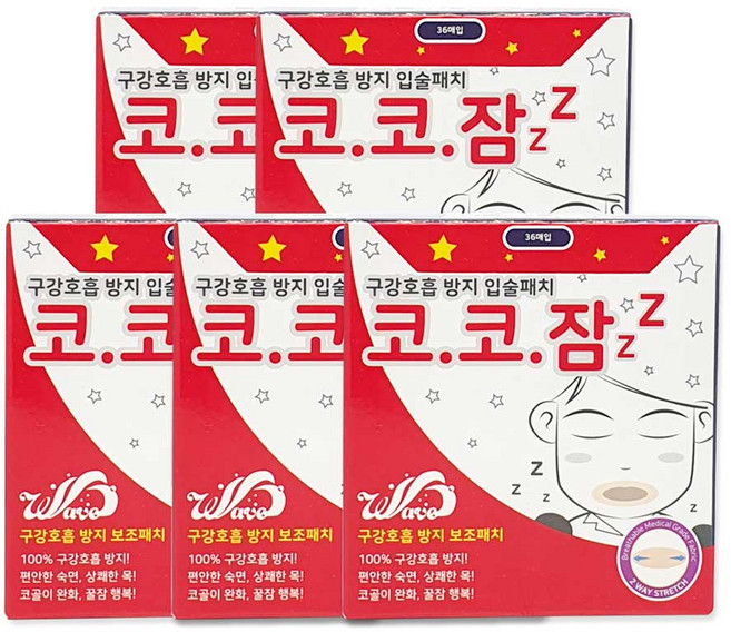 코코잠 구강호흡 방지 입술패치 36매입, 5개