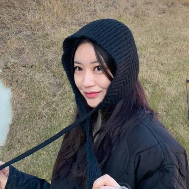 디베일 니트 귀도리 방한 이어머프 겨울 두건 머플러 이어워머 귀마개