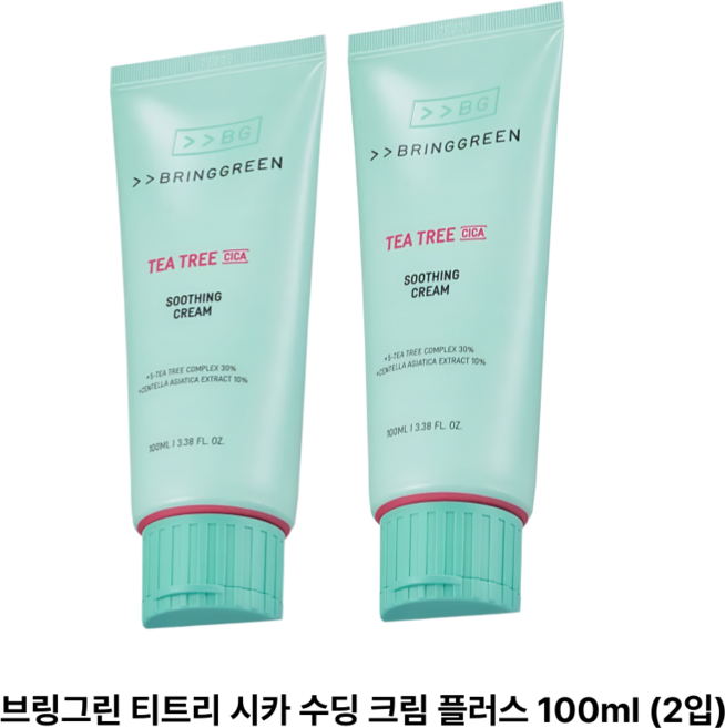 [정품] +-+ bringgreen 모든피부용 1+1 브링그린 티트리 시카 수딩 크림, 200ml, 1개