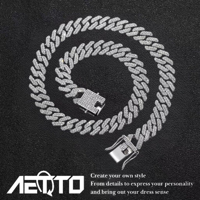 AETTO 龍頭扣菱形水鑽項鍊 新款造型 精緻做工 高級感 滿鑽 男生項鍊