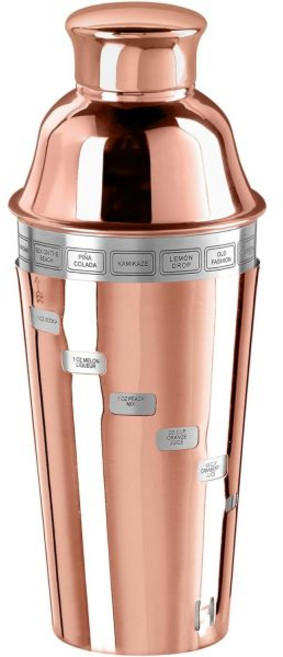 칵테일쉐이커 OGGI 다이얼 A 드링크 칵테일 쉐이커 - 구리 도금 15가지 레시피 34온, Copper Plated - 34oz, 1개
