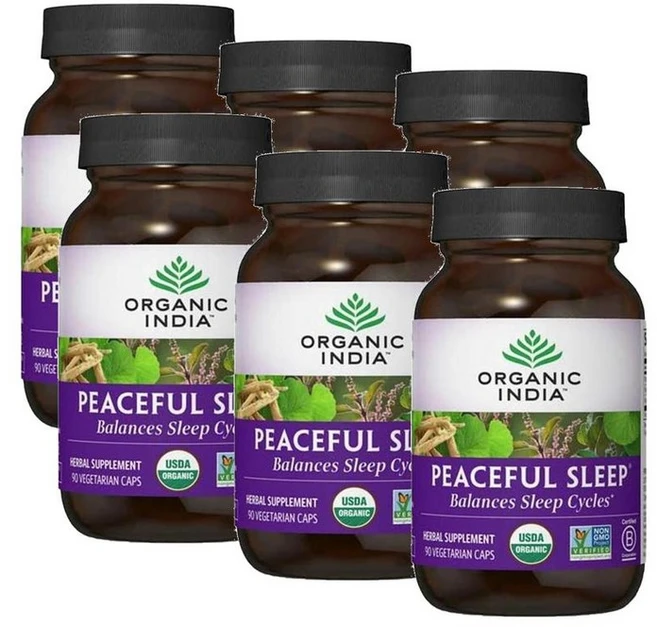 오가닉인디아 피스풀 슬립 캡슐 Organic-India Peaceful Sleep, 90정, 6개 - 쿠팡