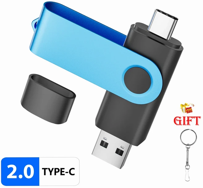 1개 로고 인쇄 TYPE-C 2 in USB 플래시 드라이브 8GB 퍼플 회전형 펜 그린 휴대폰 메모리 스틱, 03 32GB, 01, 03 하늘색
