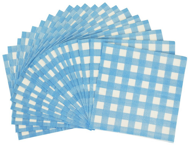 파티냅킨 종이 생일파티 테이블 장식, 체크라이트블루, 1개, 20개입