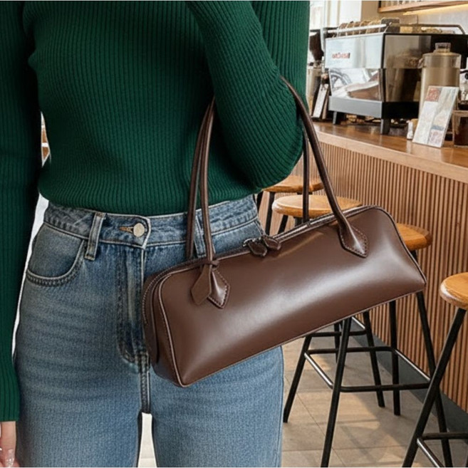 라벨리나 여성 빈티지 롱 숄더백 데일리 스퀘어 바게트백 가로형 보스턴백 숄더백