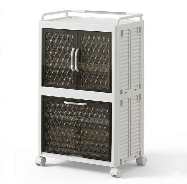 수납하마 이동식 대용량 다용도 틈새 수납장 트롤리 리빙박스 기저귀 정리함 욕실 세탁실 선반, 투명