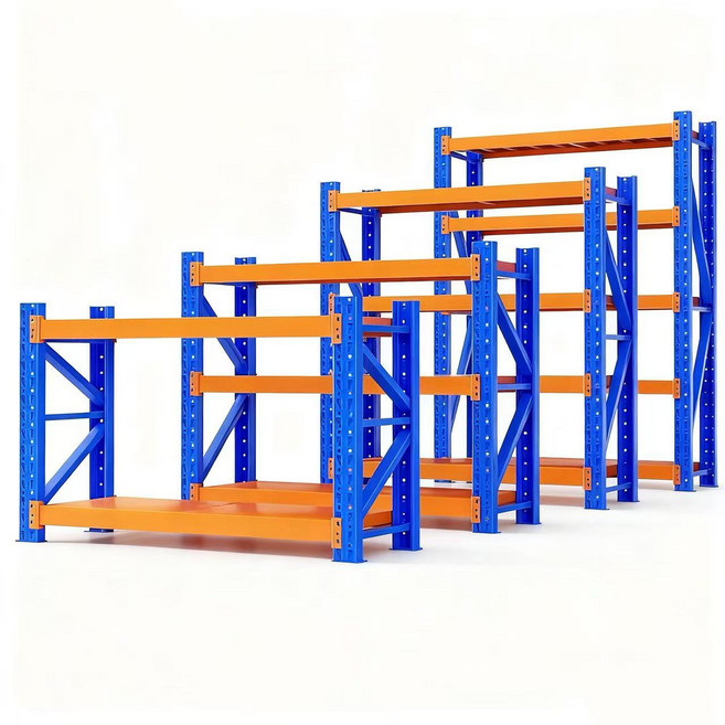 5분선반 무볼트 중량랙 창고선반 철재선반 경량랙 스탠드선반 최대하중 1000kg 튼튼한선반, 세로1800x가로2000x폭600 오렌지 4단, 1세트