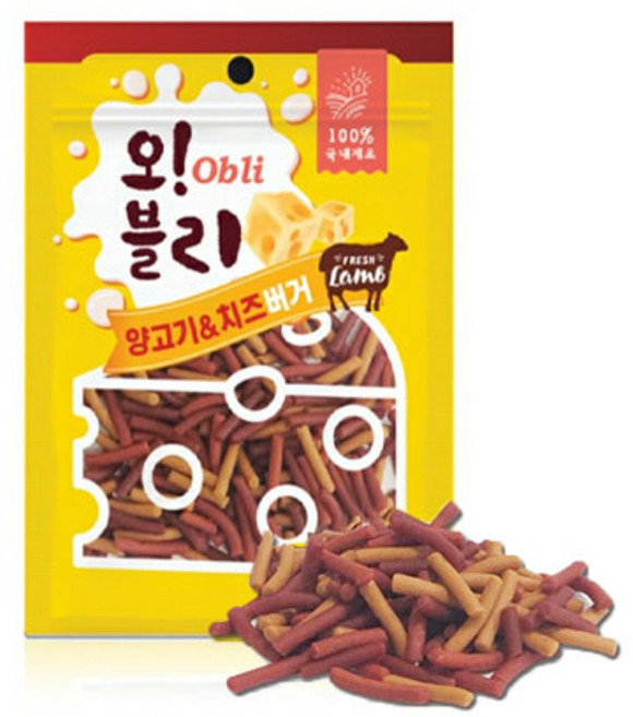 오블리 치즈버거 100g x 30개 강아지져키간식 1box, 양고기 + 치즈버거