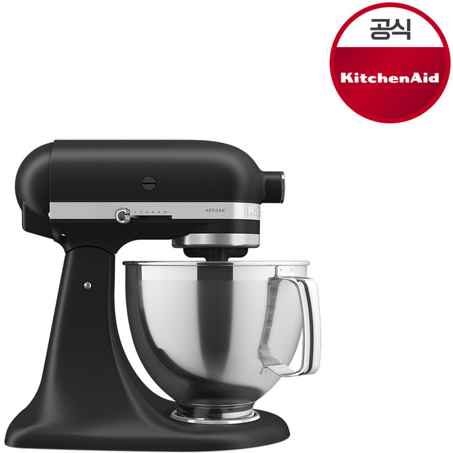 키친에이드 아티잔 4.8L 5쿼터 틸트헤드 스탠드믹서 매트블랙195(5KSM195PSWBM), 1개, 매트블랙