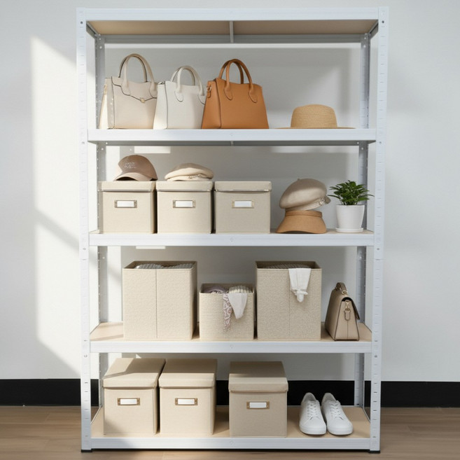 페리코 철제 무볼트 조립식 앵글 선반 화이트 5단